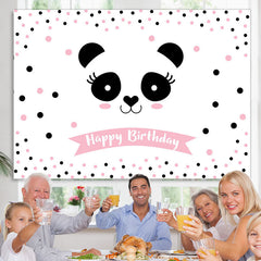 Lofaris Light Pink Dots Lovely Panda Happy Birthday Backdrop