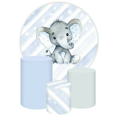 Lofaris Light Purple And Grey Elephant Round Birthday Backdrop Kit