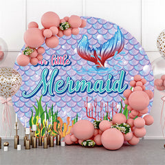 Lofaris Light Purple Little Mermaid Round Baby Shower Backdrop