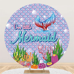 Lofaris Light Purple Little Mermaid Round Baby Shower Backdrop