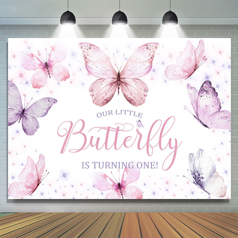 Lofaris Little Butterfly Is Turning One Birthday Backdrop