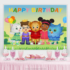 Lofaris Little Cartoon Character And Balloons Birthday Backdrop