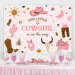 Lofaris Little Cowgirl Is On The Way Pink Baby Shower Backdrop