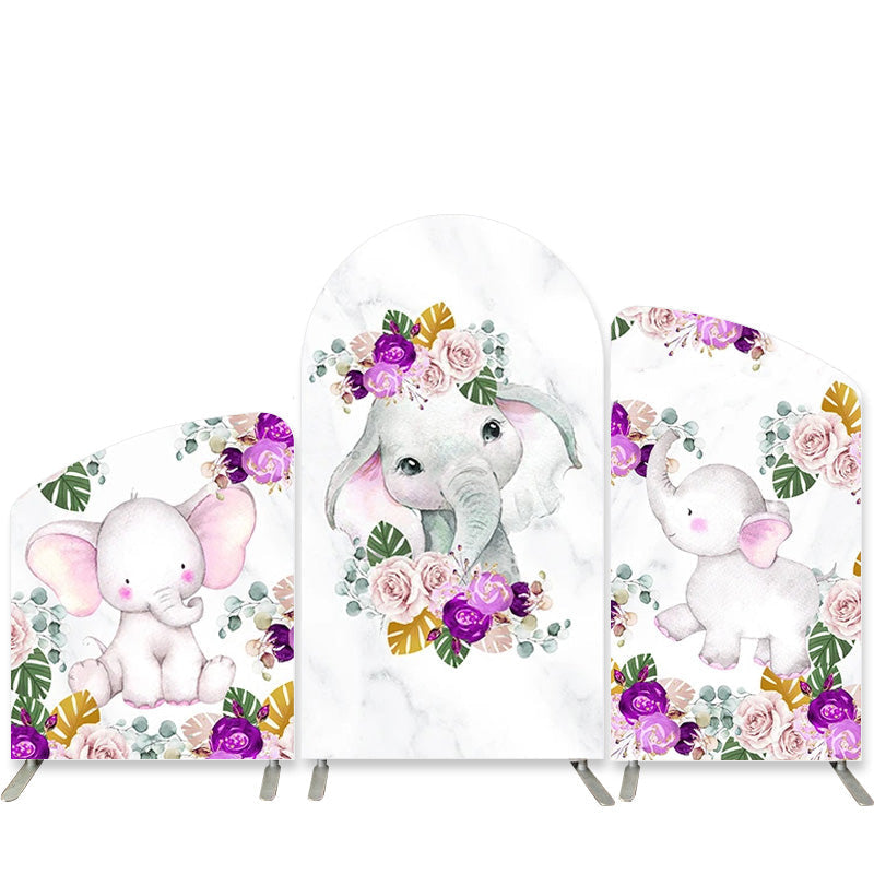 Lofaris Little Elephant Floral Baby Shower Arch Backdrop Kit