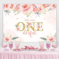 Lofaris Little Miss One Floral Themed Birthday Backdrop for Girls