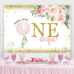 Lofaris Little Miss Onederful Flower Happy Birthday Backdrop