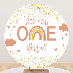 Lofaris Little Miss Onederful Happy Birthday Round Backdrop