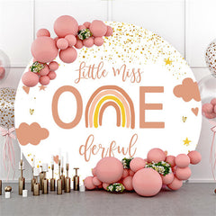 Lofaris Little Miss Onederful Happy Birthday Round Backdrop