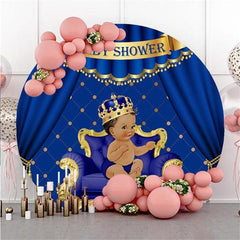 Lofaris Little Prince Blue Theme Round Baby Shower Backdrop