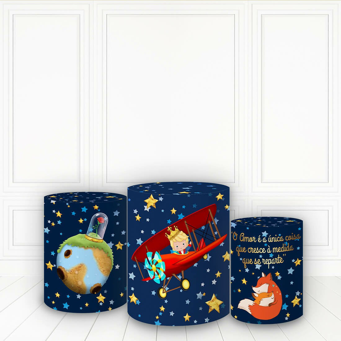 Lofaris Little Prince Pilot Pedestal Cover Navy Blue Birthday Cylinder