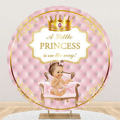 Lofaris Little Princess Is On the Way Round Baby Shower Backdrop