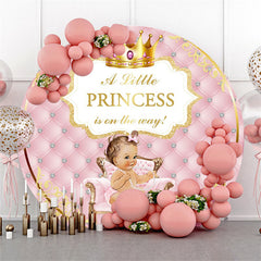 Lofaris Little Princess Is On the Way Round Baby Shower Backdrop