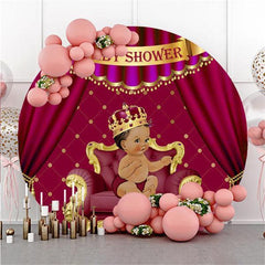 Lofaris Little Princess Red Theme Round Baby Shower Backdrop