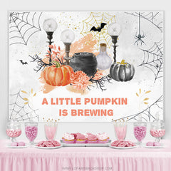 Lofaris Little Pumpkin Is Brewing Halloween Baby Shower Backdrop