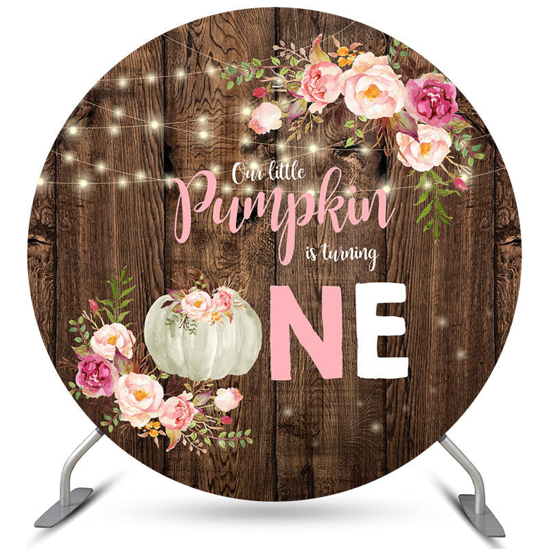 Lofaris Little Pumpkin Is Turning One Circle Birthday Backdrop