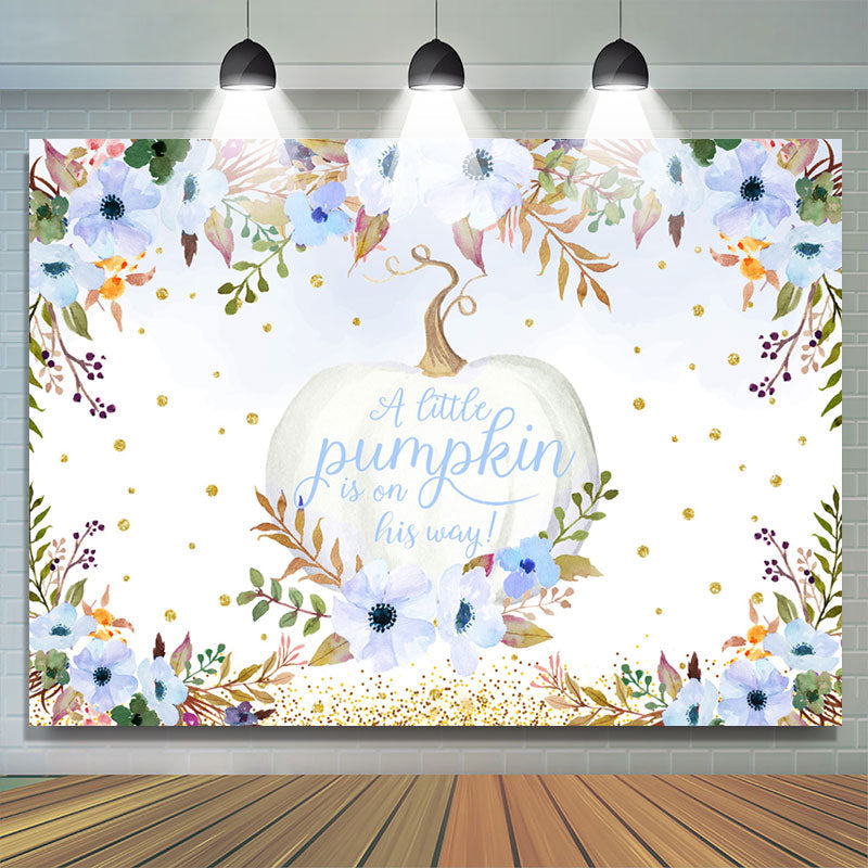 Lofaris Little Pumpkin On His Way Halloween Baby Shower Backdrop