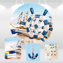 Lofaris Little Sailboat And Helm Beach Round Backdrop Kit