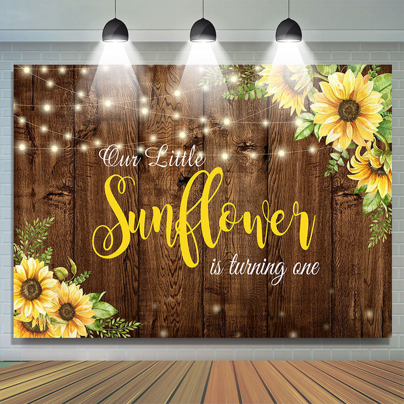 Lofaris Little Sunflower Wooden 1st Happy Birthady Backdrop