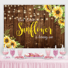 Lofaris Little Sunflower Wooden 1st Happy Birthady Backdrop