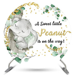 Lofaris Little Sweet Peanut Glitter Baby Shower Round Backdrop