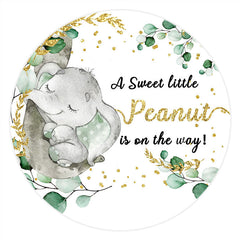 Lofaris Little Sweet Peanut Glitter Baby Shower Round Backdrop