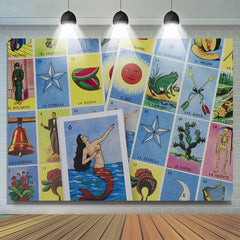 Lofaris Loteria Cards Picture Bingo Photo Holiday Party Backdrop