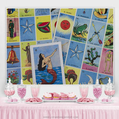 Lofaris Loteria Cards Picture Bingo Photo Holiday Party Backdrop