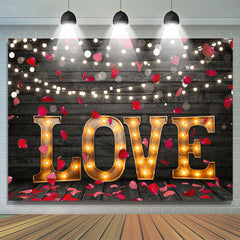 Lofaris Love Light With Black Wood Happy Valentines Backdrop