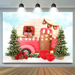 Lofaris Loveline Truck Chirstmas Tree Happy Valetine Backdrop