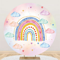 Lofaris Lovely Cartoon Sky With Rainbow Heart Circle Backdrop