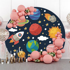 Lofaris Lovely Circle Galaxy Black Universe Baby Shower Backdrop