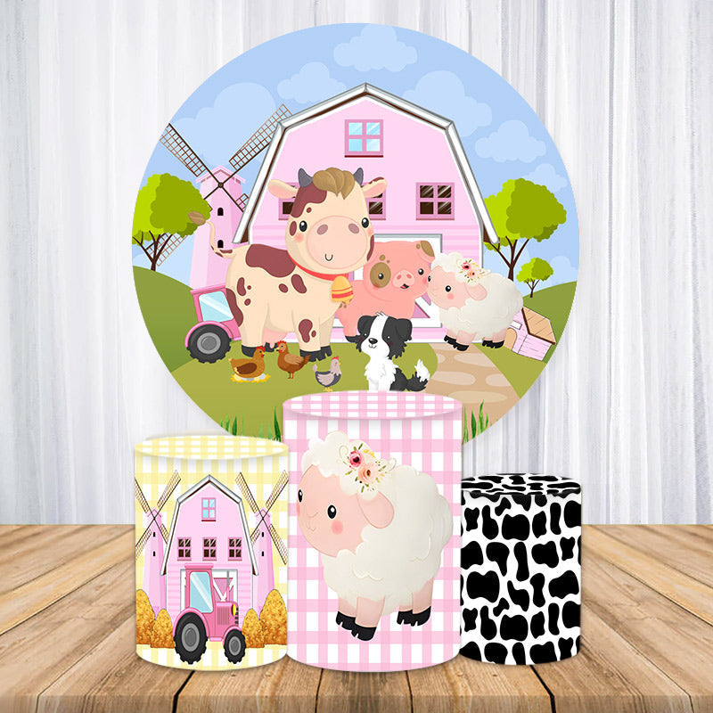 Lofaris Lovely Farm And Ainmal Round Party Backdrop Kit For Kid