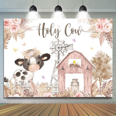 Lofaris Lovely Floral Farm Holy Cow Happy Birthday Backdrop