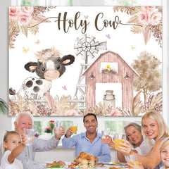 Lofaris Lovely Floral Farm Holy Cow Happy Birthday Backdrop