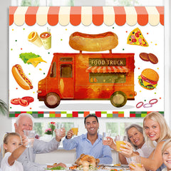 Lofaris Lovely Food Truck Birthday Backdrop For Kids Party