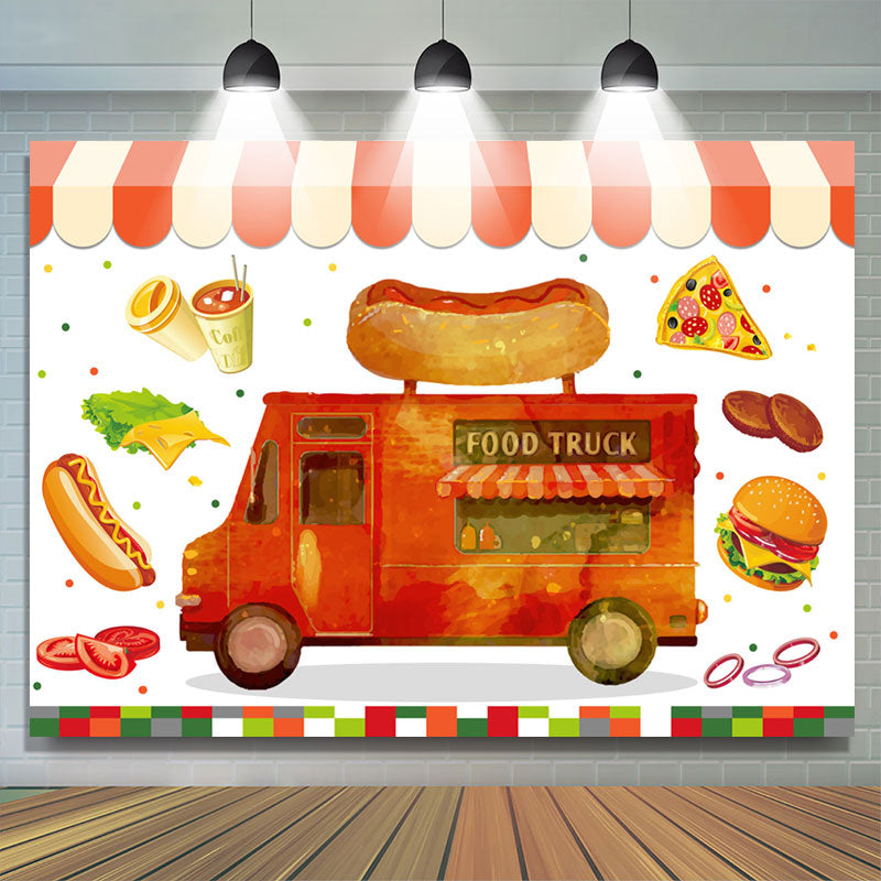 Lofaris Lovely Food Truck Birthday Backdrop For Kids Party