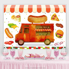 Lofaris Lovely Food Truck Birthday Backdrop For Kids Party