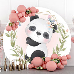 Lofaris Lovely Panda Leaves Butterfly Themed Round Backdrop