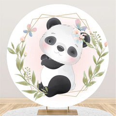 Lofaris Lovely Panda Leaves Butterfly Themed Round Backdrop