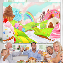 Lofaris Lovely Rainbow Candy Land Dessert Birthday Backdrop