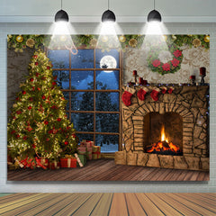 Lofaris Lovely Warm Christmas Snowy Night Holiday Backdrop