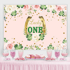 Lofaris Lucky One Pink Flower Happy Birthday Backdrop For Girl