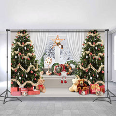 Lofaris Luxury Christmas Tree Bear Decor Backdrop