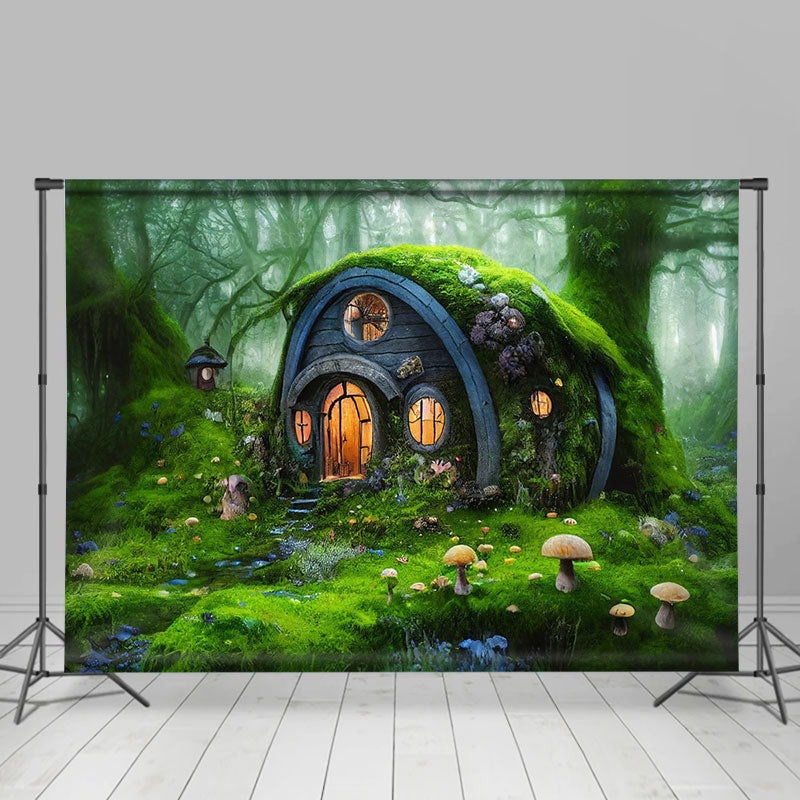 Lofaris Magic Green Forest House Wonderland Spring Backdrop