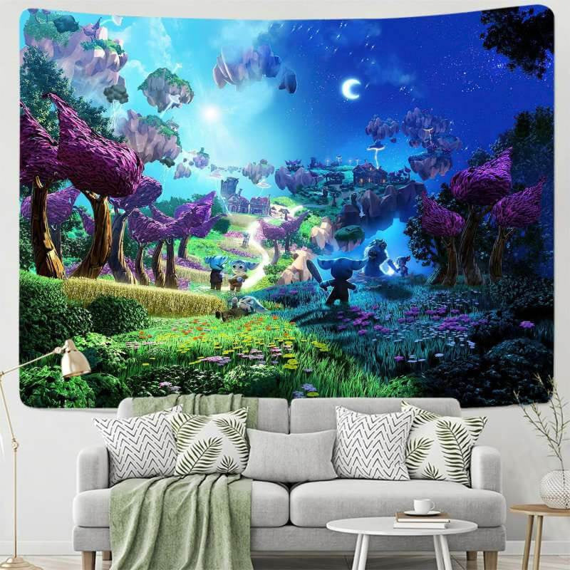 Lofaris Magic Sun And Night Novelty Floral Cartoon Wall Tapestry