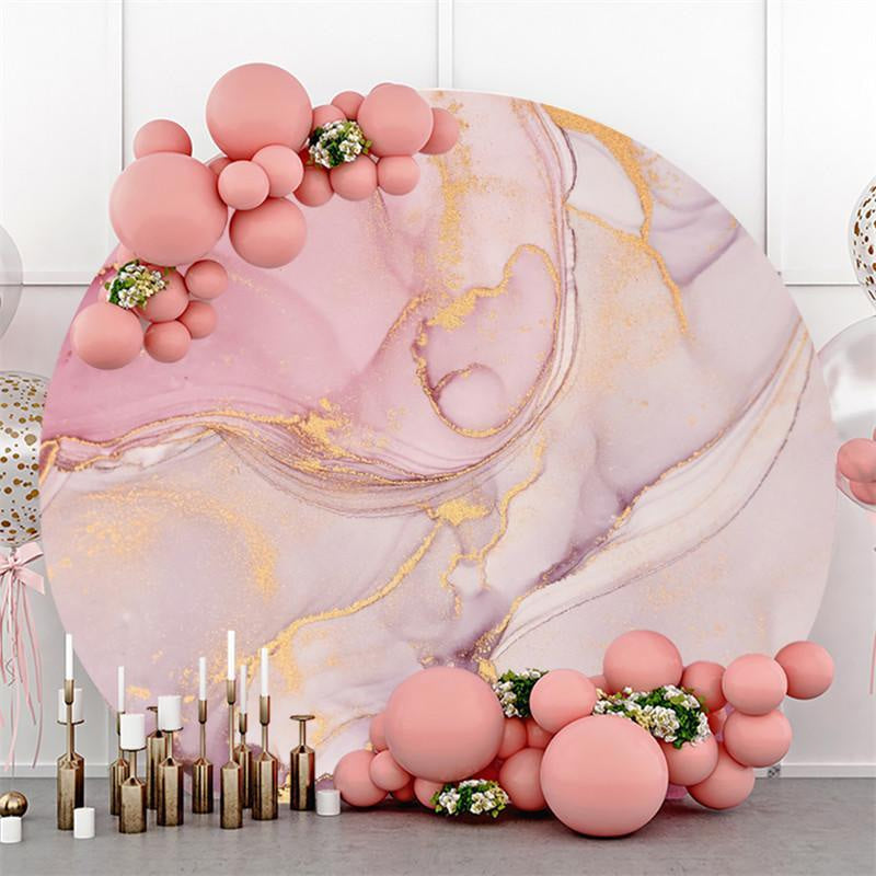 Lofaris Mainly Pink And Gold Abstract Round Birthday Backdrop