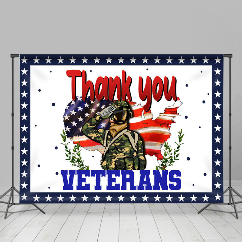 Lofaris Map And Soldier Decorations Veterans Day Backdrop