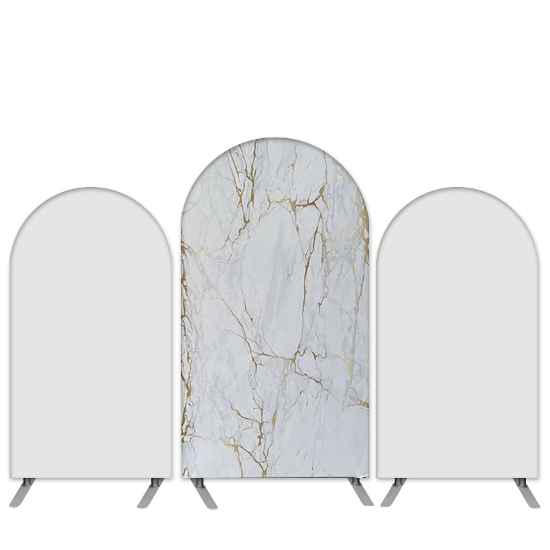 Lofaris Marble Texture Theme Gold White Birthday Arch Backdrop Kit