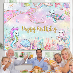 Lofaris Mermaid And Benthos Happy Birthday Backdrop For Girl