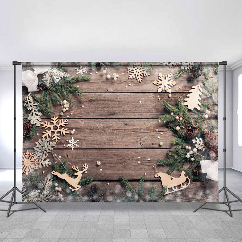 Lofaris Merry Chrismas Decoration Leaves With Wood Backdrops